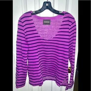 Monrow purple cotton stripe sweatshirt